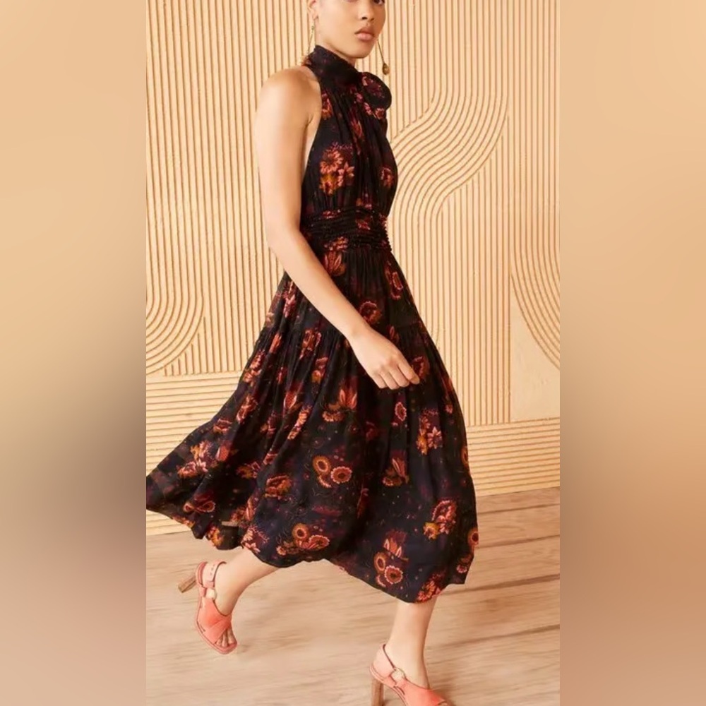 Ulla Johnson Ulla Johnson Maya Printed Silk Midi Dress